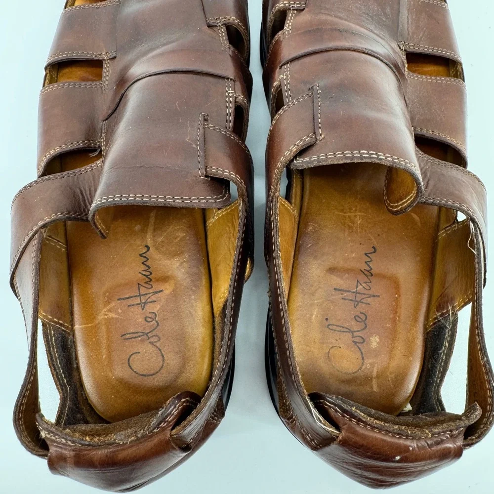 Cole Haan Caged Sandals Mens 10.5 Brown Leather C09385